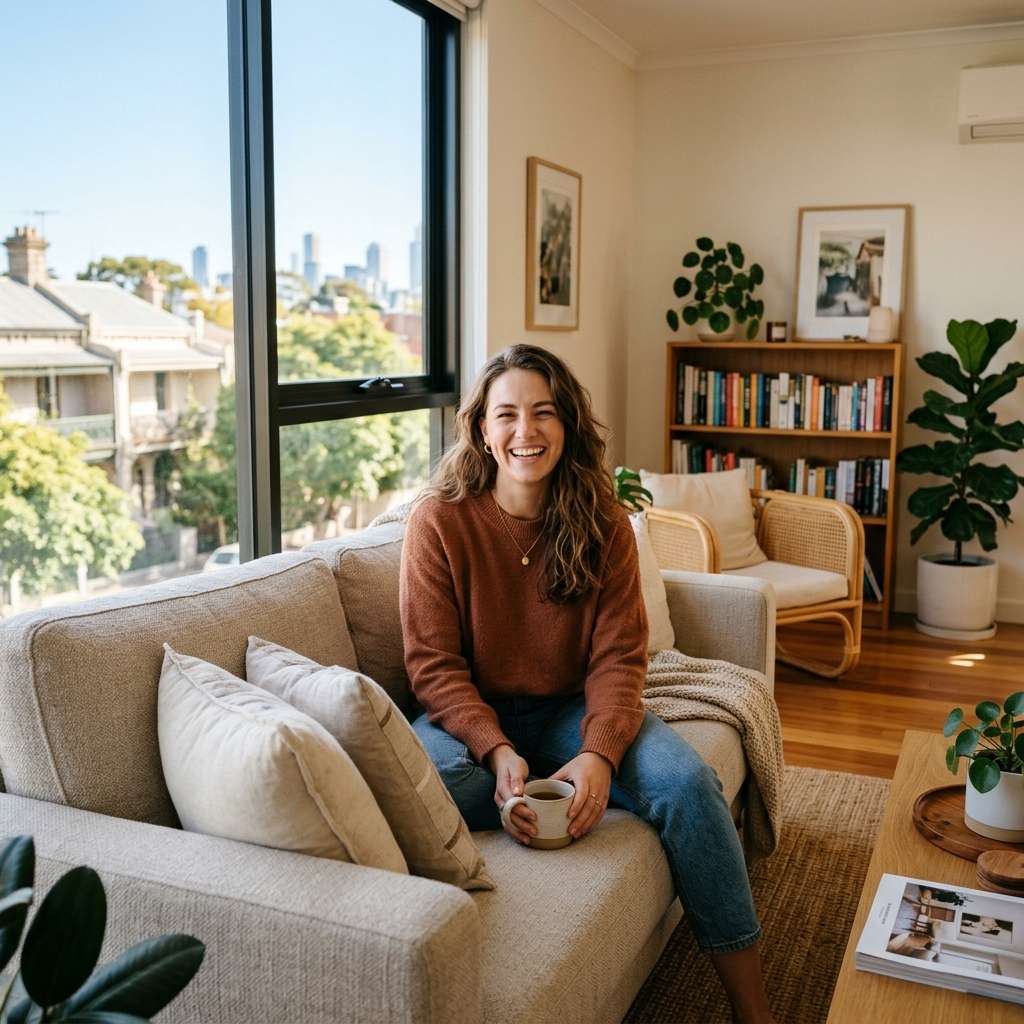 Client in clean apartment